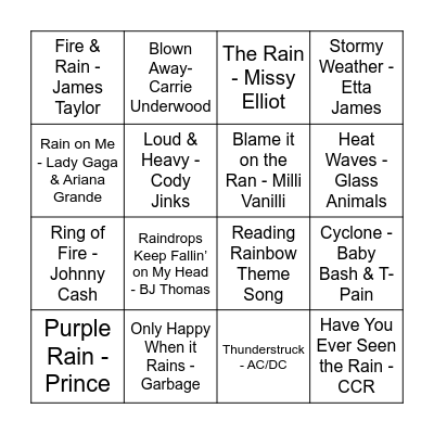 Mother Nature Bingo Card