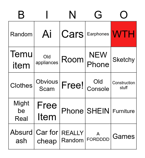 Facebook Marketplace Bingo Card