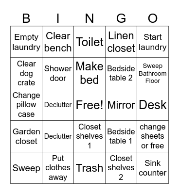 Bedroom Bingo Card