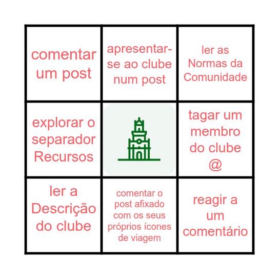 BINGO Porto Host Club Bingo Card