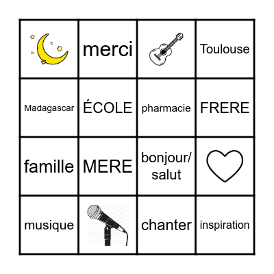 Maheva: Listen for the words Bingo Card