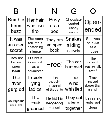 Literary Terms Bingo Card