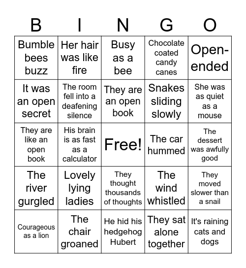 Literary Terms Bingo Card