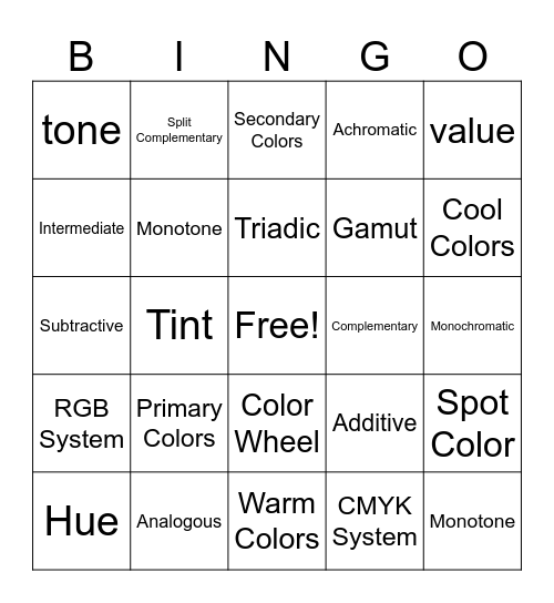 Color Theory BINGO! Bingo Card