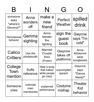 Wedding Bingo Card