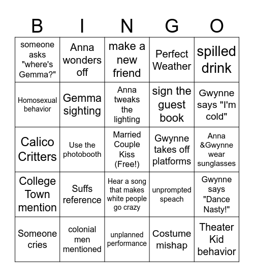 Wedding Bingo Card