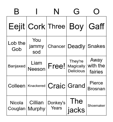 St Pattys Day Bingo Card