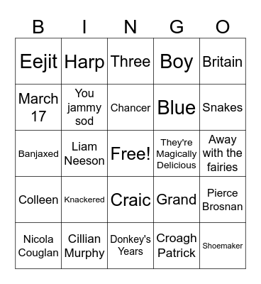 St Pattys Day Bingo Card