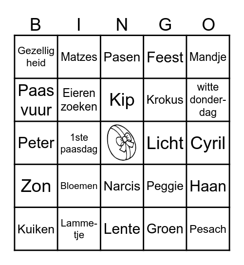 Paas Bingo Card