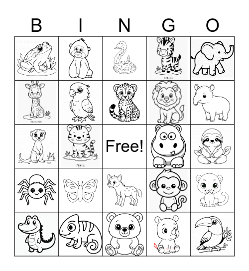 Ezra & Lucy's Safari Bingo Card