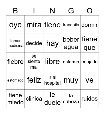 Gorgi está enfermo Bingo Card