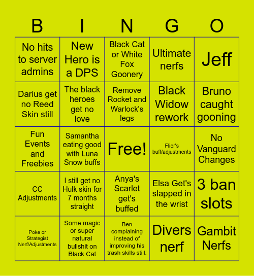 S7 Dev Talk Bingo Card