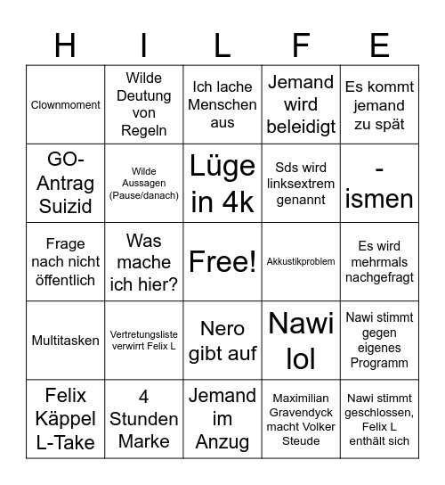 Clownsgericht/Stupa Bingo Card