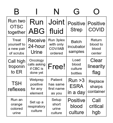 Lab Week Bingo - Lab Techs Bingo Card