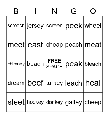 ee/ea/ey Bingo Card