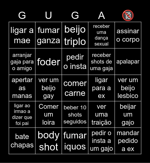 Quem trai ama Bingo Card