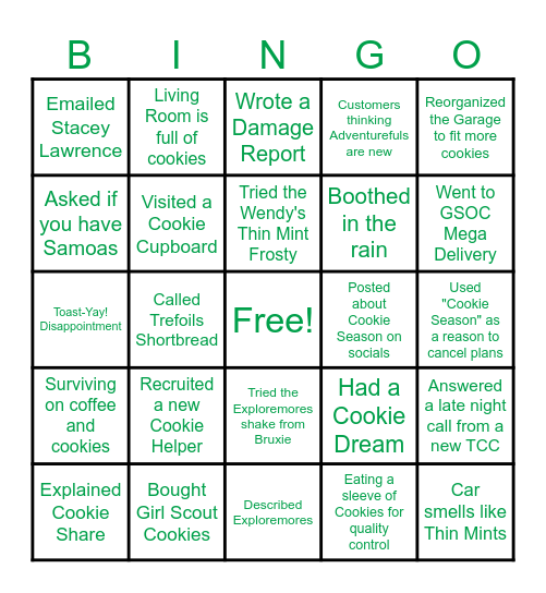 2026 Cookie SU Appreciation! Bingo Card
