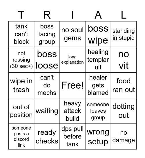 eso trial bingo Card