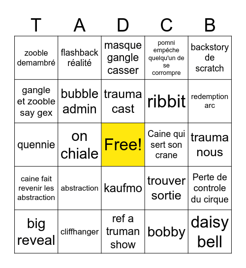 TADC Bingo Card