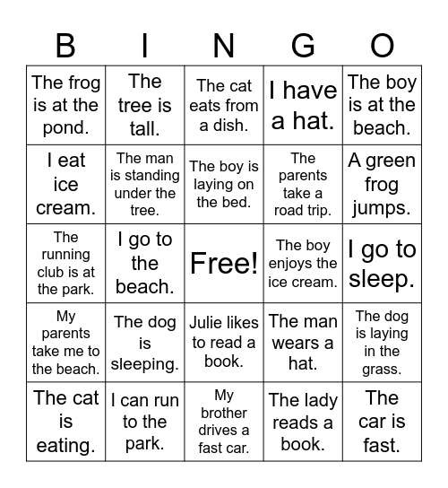 ELPAC Practice Bingo Card