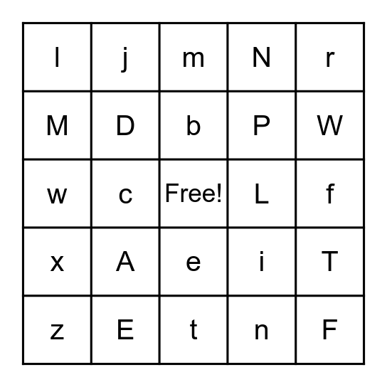 Alphabet Bingo Card