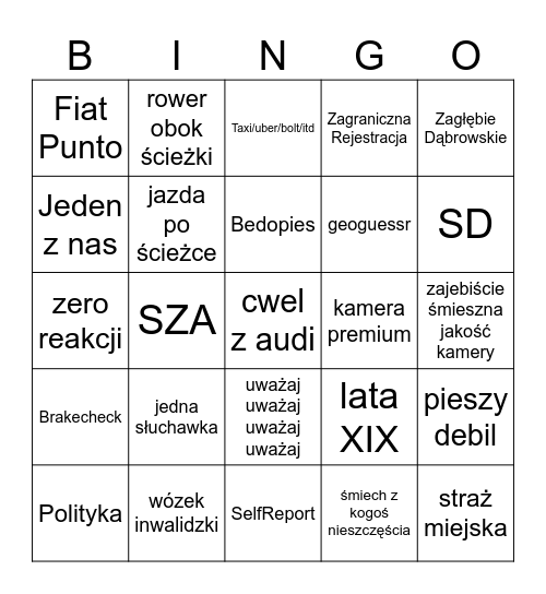Stopcham Bingo Card