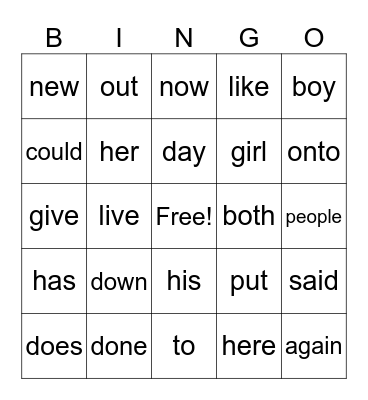 Red Words Bingo Card