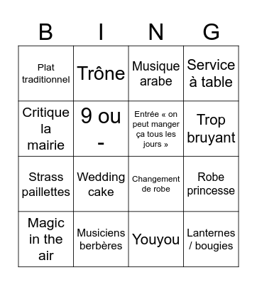 4 mariages.. Bingo Card