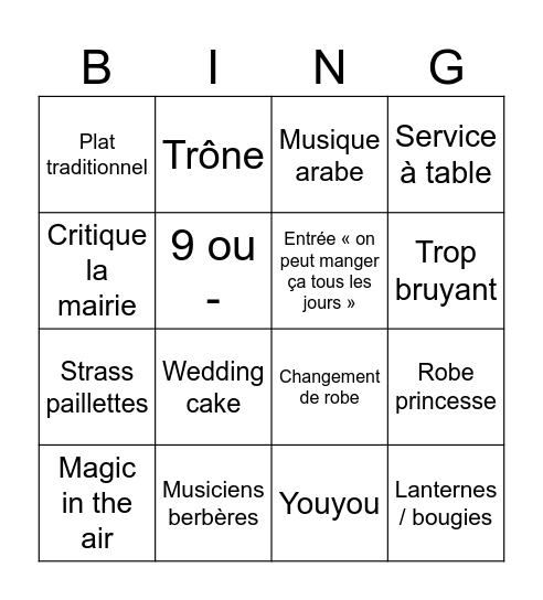 4 mariages.. Bingo Card