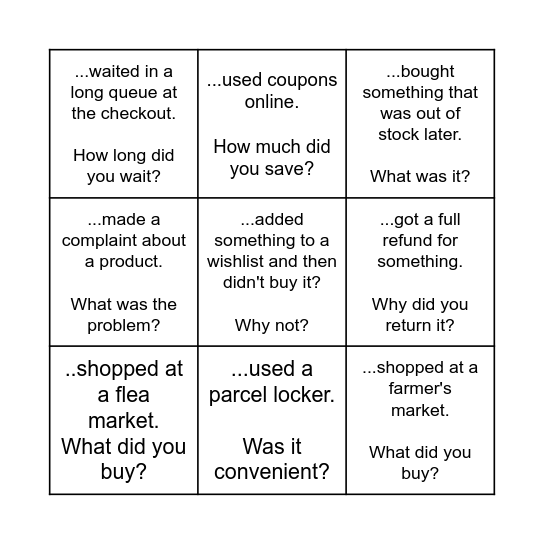 Find someone who has... Bingo Card