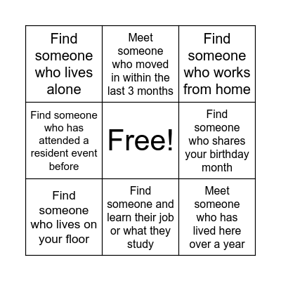 Social Bingo Challenge Bingo Card