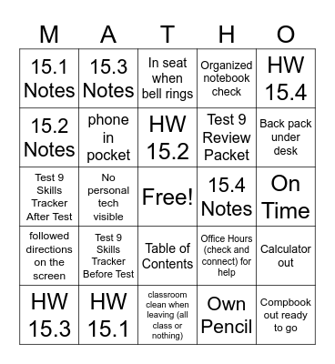 Module 15 Bingo Card
