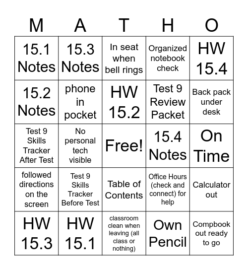 Module 15 Bingo Card