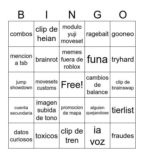 Shenanigans bingo Card