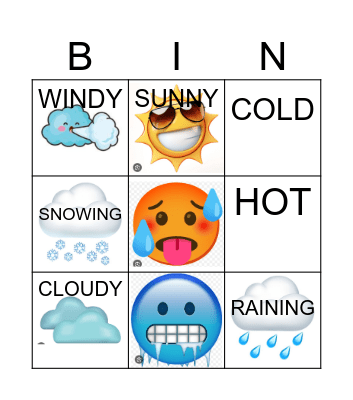 Weather Bingo Card