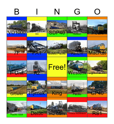 Blue Engines that I would like to design one day Bingo Card