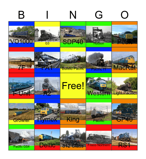 Blue Engines that I would like to design one day Bingo Card