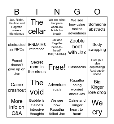 Episode 8 Bingo Card