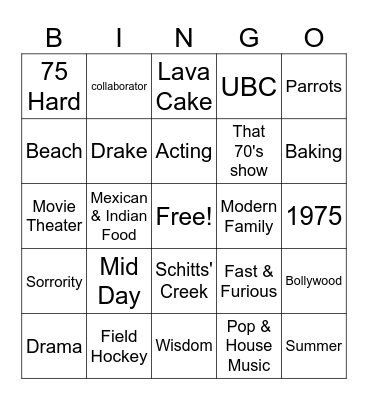 Parinya Farewell Trivia Bingo Card