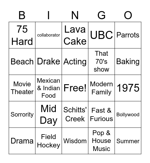 Parinya Farewell Trivia Bingo Card
