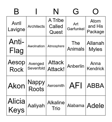 Flamingo Music Bingo: Game #1 Bingo Card