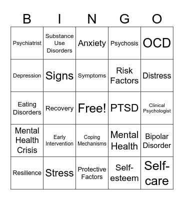 Mental Health Bingo! Bingo Card