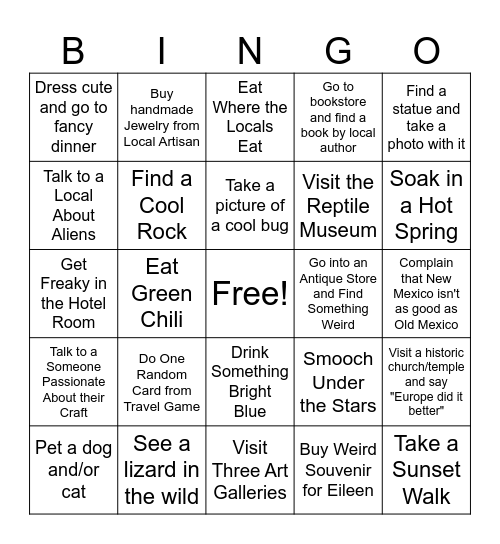Get Weird Southwest Style Bingo Card