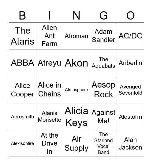 Flamingo Music Bingo:  Game #2 Bingo Card