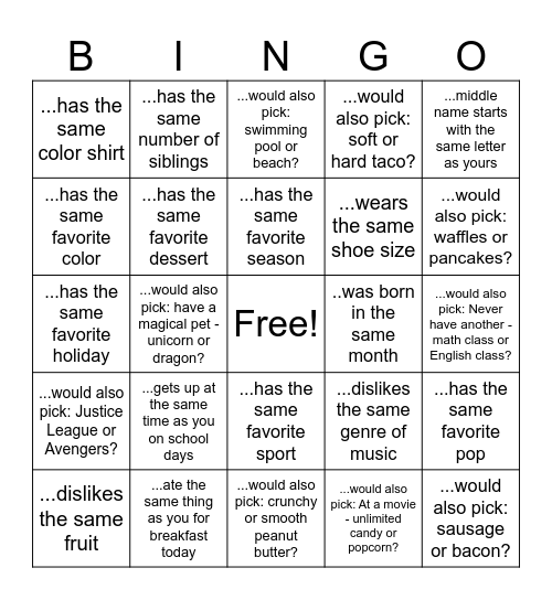 Find someone who... Bingo Card