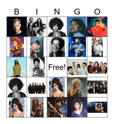 Musical Image Bingo Card