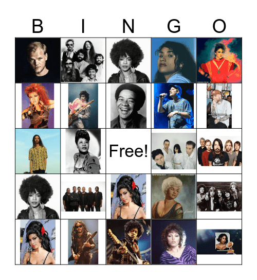Musical Image Bingo Card