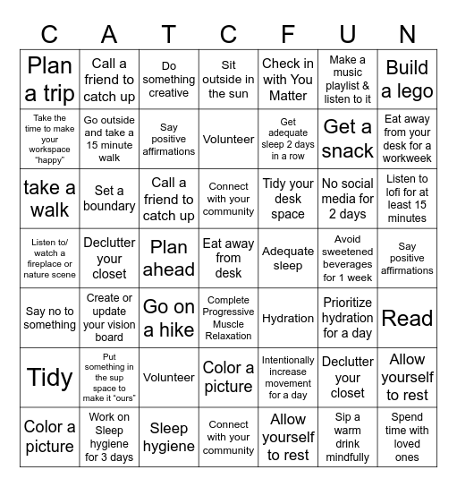 CATC Wellness Bingo Card