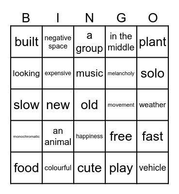 DRAWING IN THE WILD Bingo Card