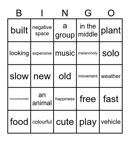 DRAWING IN THE WILD Bingo Card